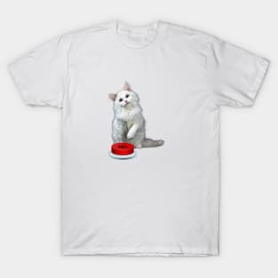 Cat with red button T-Shirt